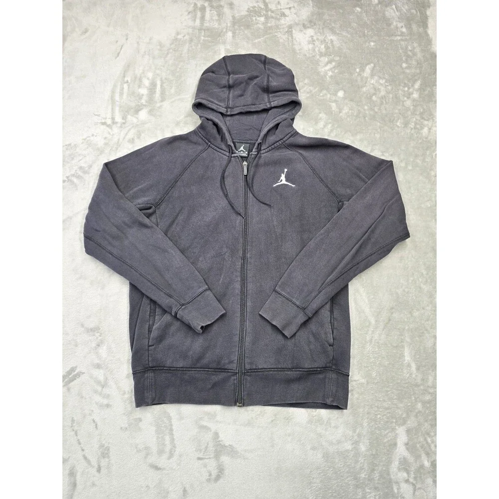 Jordan Full Zip Hoodie Mens M Black Basketball Sweatshirt Jumpman